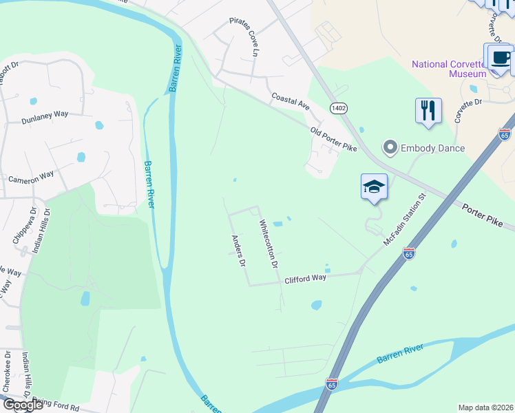 map of restaurants, bars, coffee shops, grocery stores, and more near 100 Rundstrom Way in Bowling Green