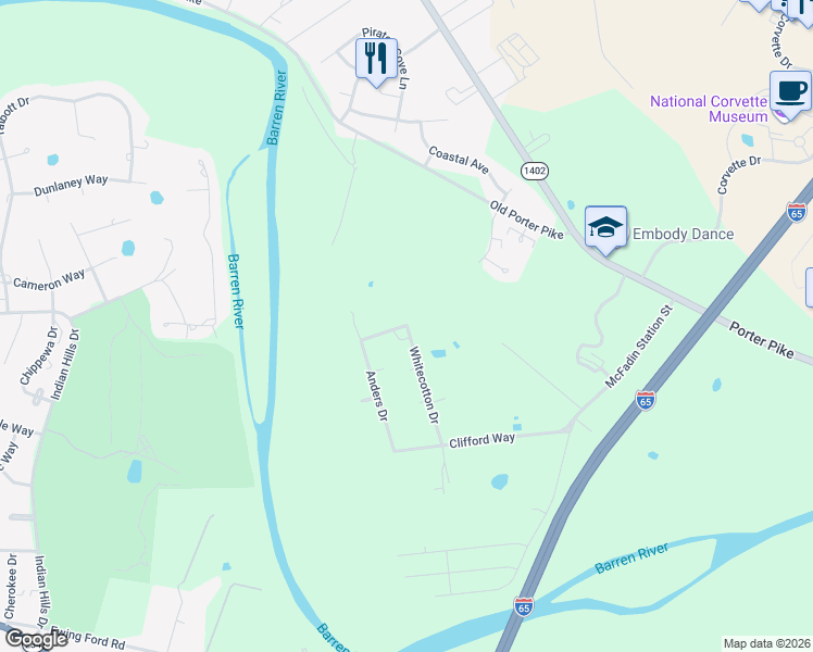 map of restaurants, bars, coffee shops, grocery stores, and more near 100 Rundstrom Way in Bowling Green