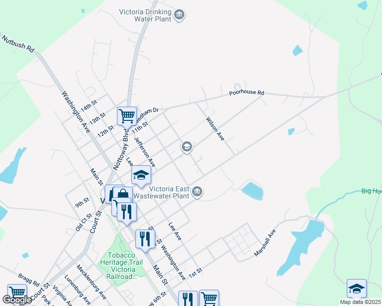 map of restaurants, bars, coffee shops, grocery stores, and more near 1901 8th Street in Victoria