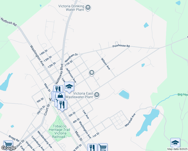 map of restaurants, bars, coffee shops, grocery stores, and more near 1901 8th Street in Victoria