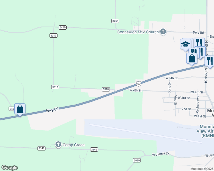 map of restaurants, bars, coffee shops, grocery stores, and more near 1702 County Road 3310 in Mountain View