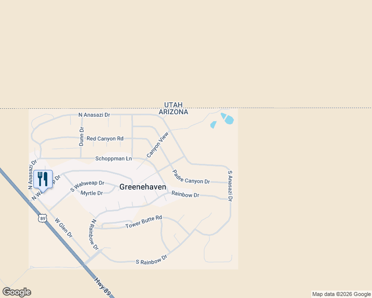 map of restaurants, bars, coffee shops, grocery stores, and more near 335 South Anasazi Drive in Page