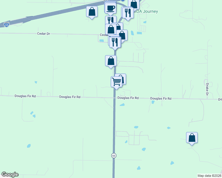 map of restaurants, bars, coffee shops, grocery stores, and more near 4770 State Route 43 in Joplin