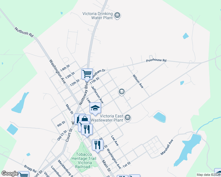 map of restaurants, bars, coffee shops, grocery stores, and more near 1812 9th Street in Victoria