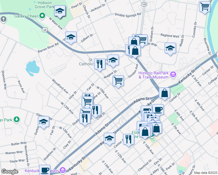 map of restaurants, bars, coffee shops, grocery stores, and more near 948-998 Payne Street in Bowling Green