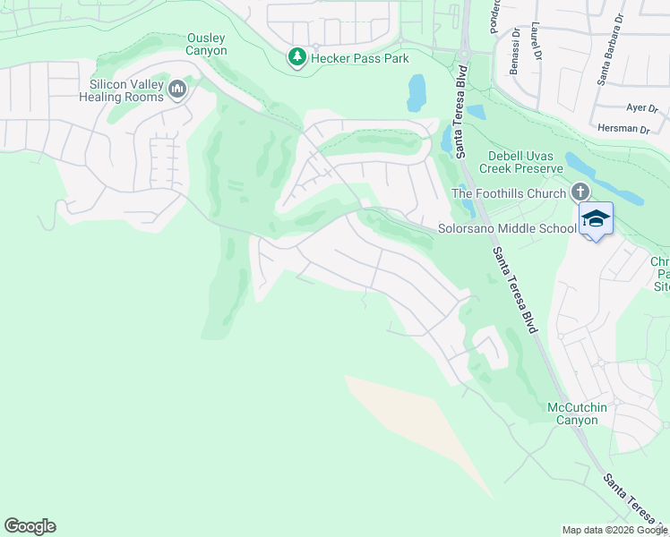 map of restaurants, bars, coffee shops, grocery stores, and more near 7260 Eagle Ridge Drive in Gilroy