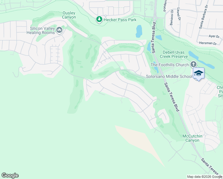 map of restaurants, bars, coffee shops, grocery stores, and more near 7260 Eagle Ridge Drive in Gilroy