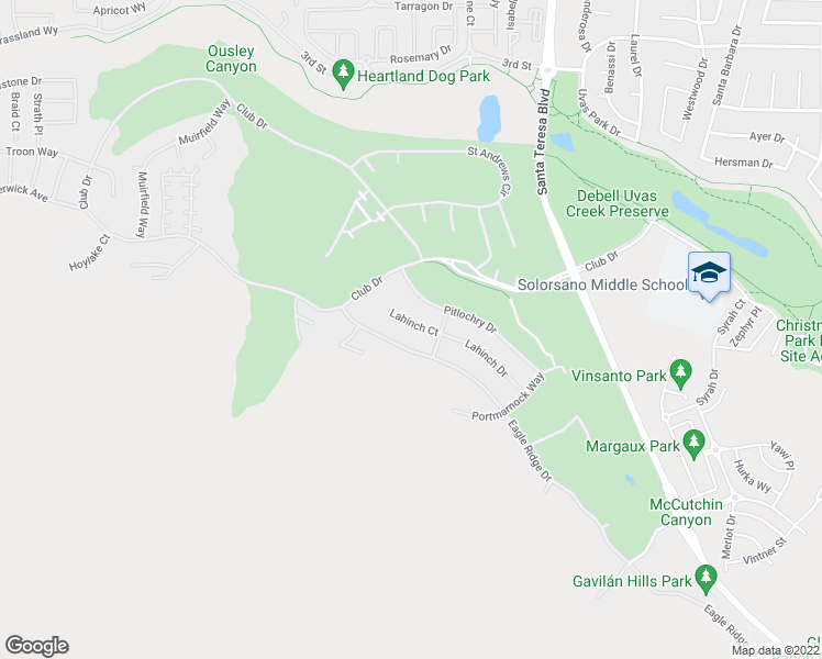 map of restaurants, bars, coffee shops, grocery stores, and more near 7235 Lahinch Court in Gilroy