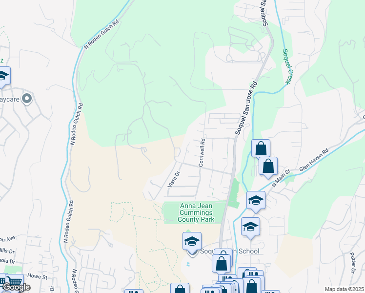 map of restaurants, bars, coffee shops, grocery stores, and more near 2 Indy Circle in Soquel