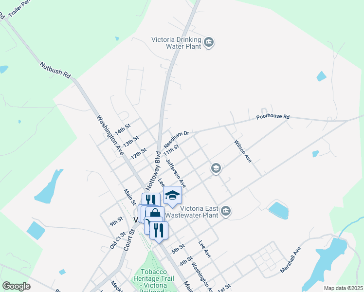 map of restaurants, bars, coffee shops, grocery stores, and more near 1801 11th Street in Victoria