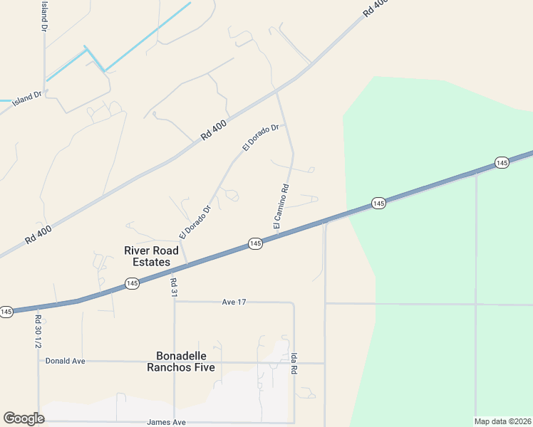 map of restaurants, bars, coffee shops, grocery stores, and more near 17345 El Camino Road in Madera