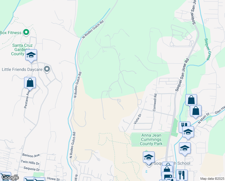 map of restaurants, bars, coffee shops, grocery stores, and more near 3918 Mainsail Place in Soquel