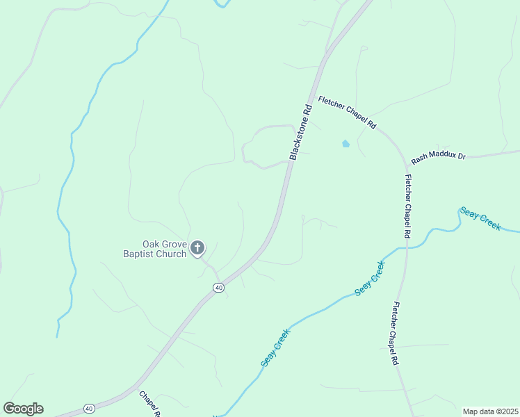 map of restaurants, bars, coffee shops, grocery stores, and more near 3831 Blackstone Road in Kenbridge