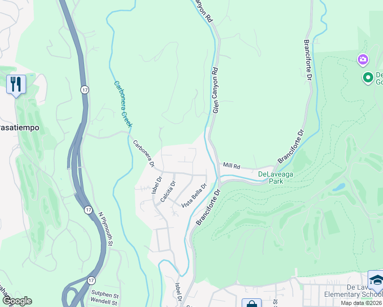 map of restaurants, bars, coffee shops, grocery stores, and more near 405 Esmeralda Drive in Santa Cruz