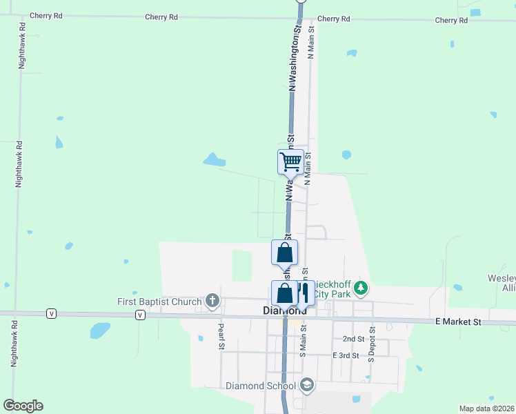 map of restaurants, bars, coffee shops, grocery stores, and more near 105-111 South Diamond Loop in Diamond