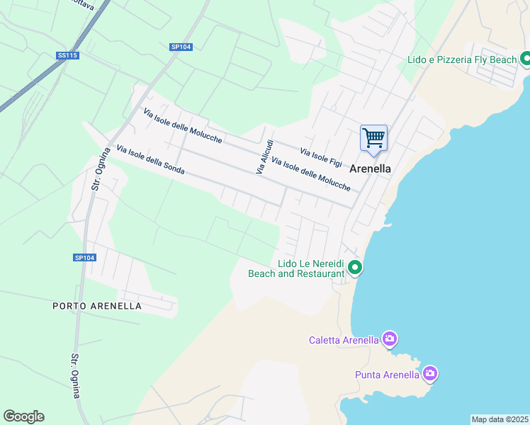 map of restaurants, bars, coffee shops, grocery stores, and more near 126 Via Isole della Sonda in Arenella
