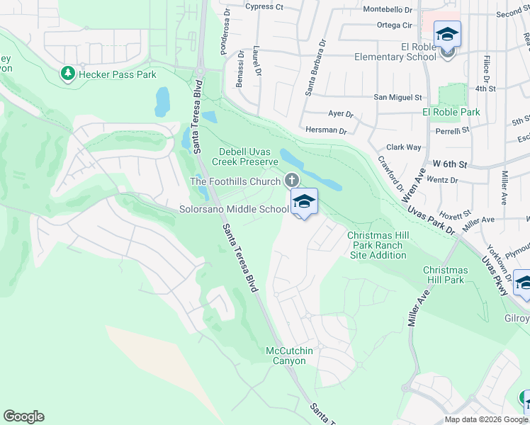 map of restaurants, bars, coffee shops, grocery stores, and more near 1802 Club Drive in Gilroy