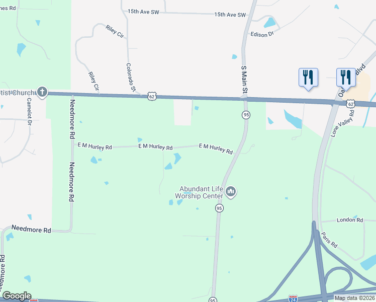 map of restaurants, bars, coffee shops, grocery stores, and more near 2-574 East M Hurley Road in Calvert City