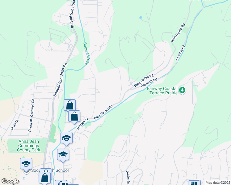 map of restaurants, bars, coffee shops, grocery stores, and more near 3981 Glen Haven Road in Soquel