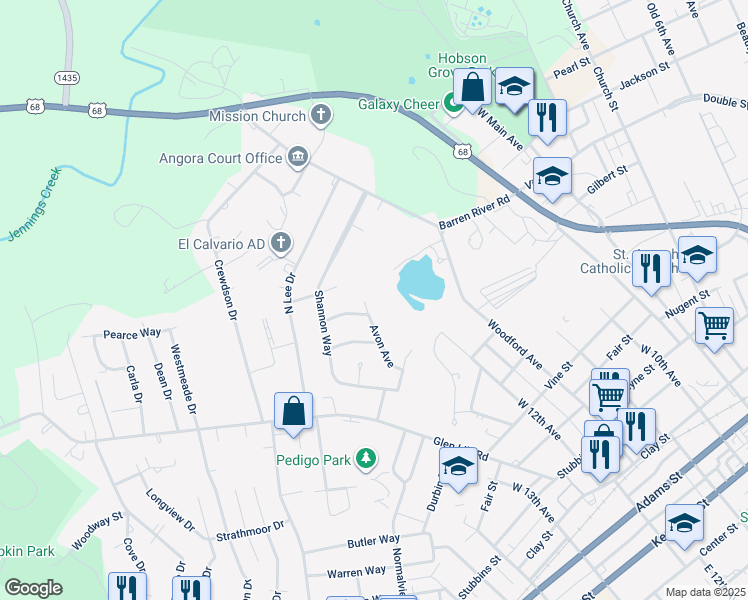 map of restaurants, bars, coffee shops, grocery stores, and more near 400-436 Thames Way in Bowling Green