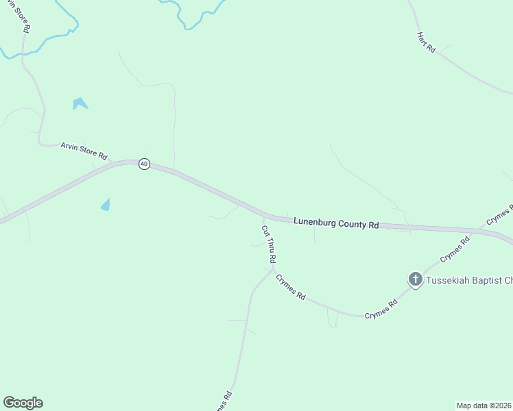 map of restaurants, bars, coffee shops, grocery stores, and more near Lunenburg County Road in Meherrin