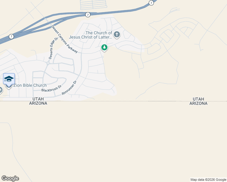 map of restaurants, bars, coffee shops, grocery stores, and more near South Desert Cove Circle in St. George