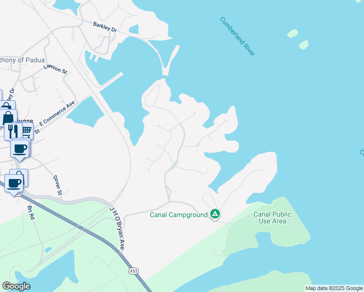 map of restaurants, bars, coffee shops, grocery stores, and more near 700 Marina Village Drive in Grand Rivers
