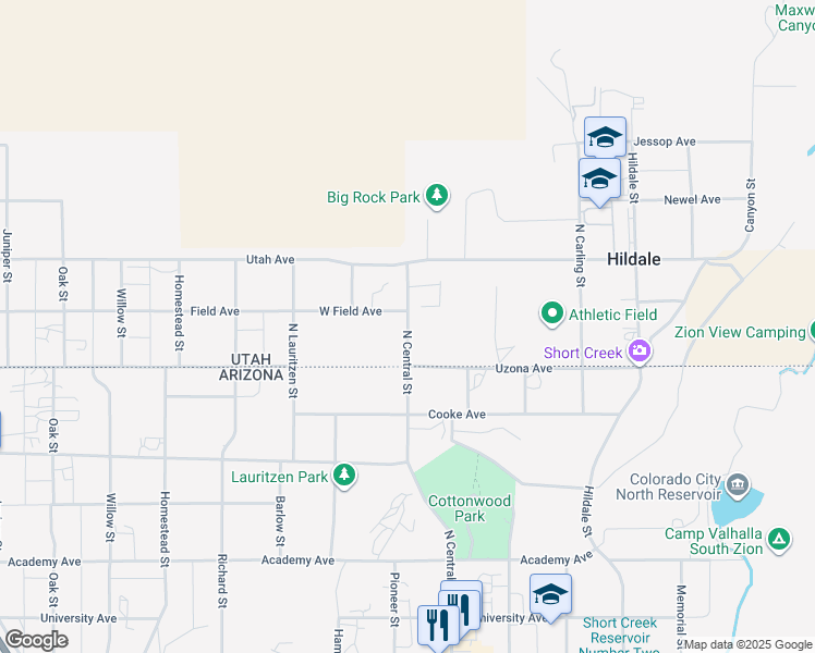 map of restaurants, bars, coffee shops, grocery stores, and more near North Central Street in Apple Valley