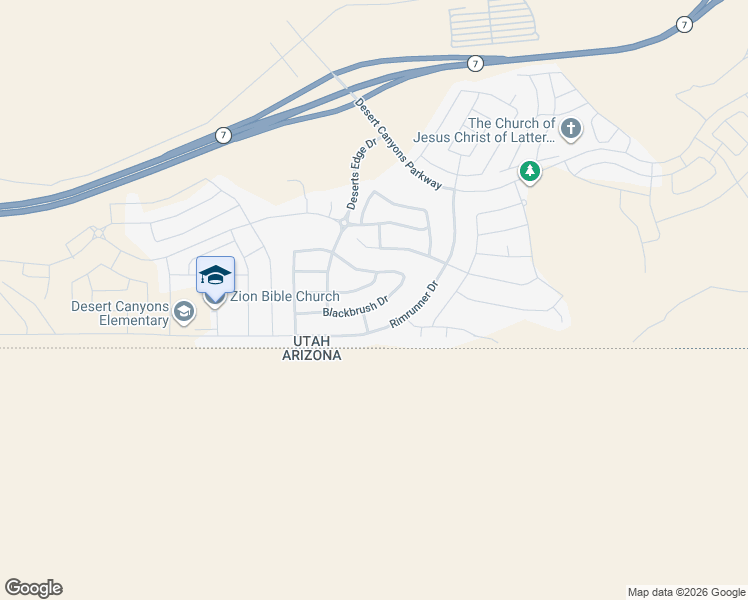 map of restaurants, bars, coffee shops, grocery stores, and more near 3481 Blackbrush Drive in St. George