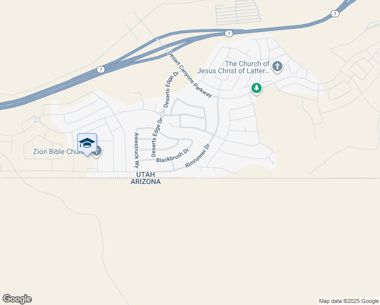 map of restaurants, bars, coffee shops, grocery stores, and more near 3522 Blackbrush Drive in St. George