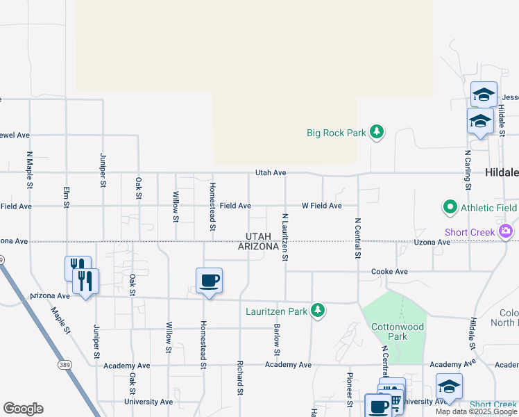 map of restaurants, bars, coffee shops, grocery stores, and more near 370 Field Avenue in Hurricane