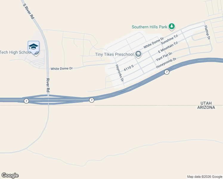 map of restaurants, bars, coffee shops, grocery stores, and more near East Honeycomb Drive in St. George
