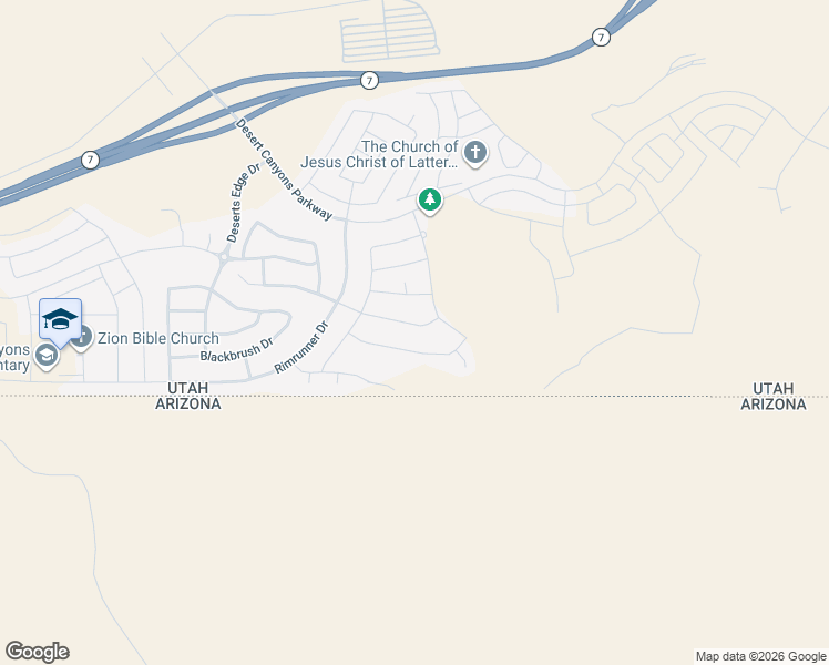 map of restaurants, bars, coffee shops, grocery stores, and more near 3748 Church Rocks Drive in St. George