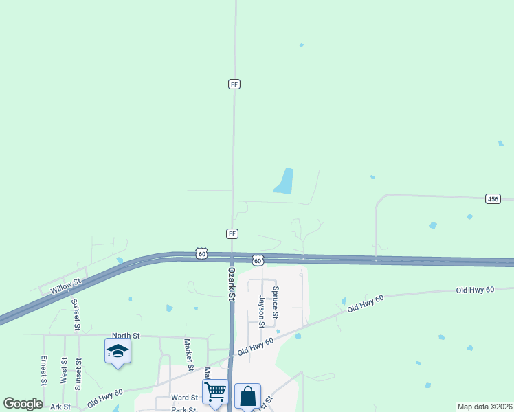 map of restaurants, bars, coffee shops, grocery stores, and more near 9074 Charles Drive in Birch Tree