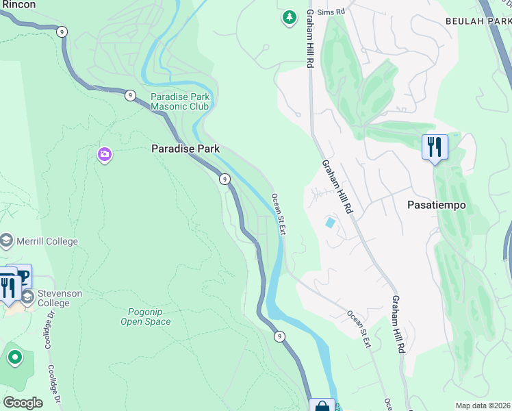 map of restaurants, bars, coffee shops, grocery stores, and more near 157 Saint Victor Street in Santa Cruz