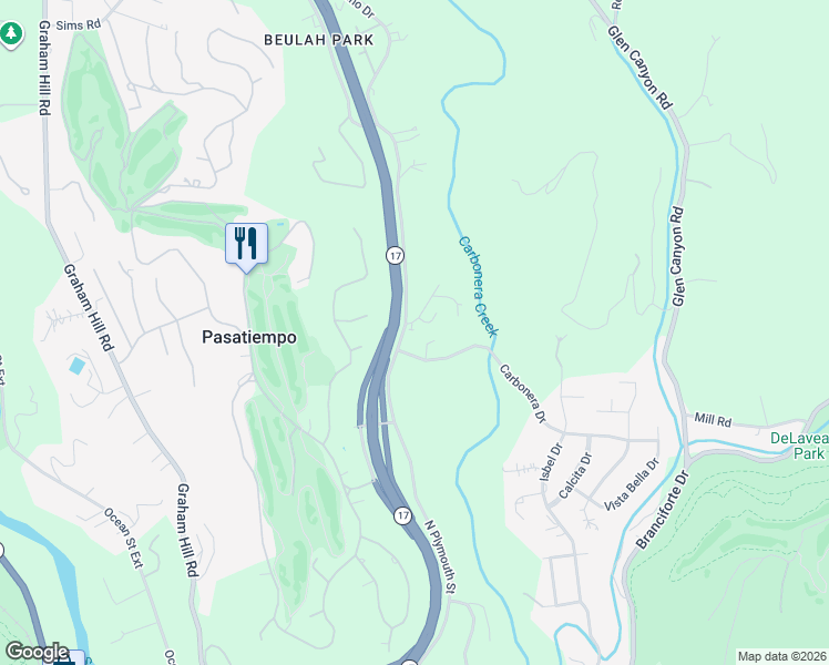 map of restaurants, bars, coffee shops, grocery stores, and more near 106 South Rapetta Road in Santa Cruz