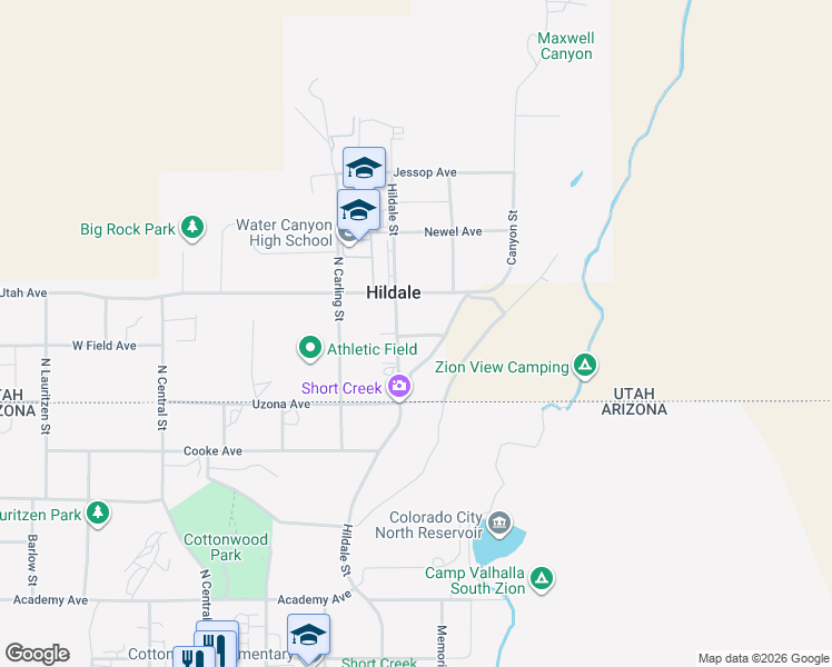 map of restaurants, bars, coffee shops, grocery stores, and more near 325 Field Avenue in Hurricane