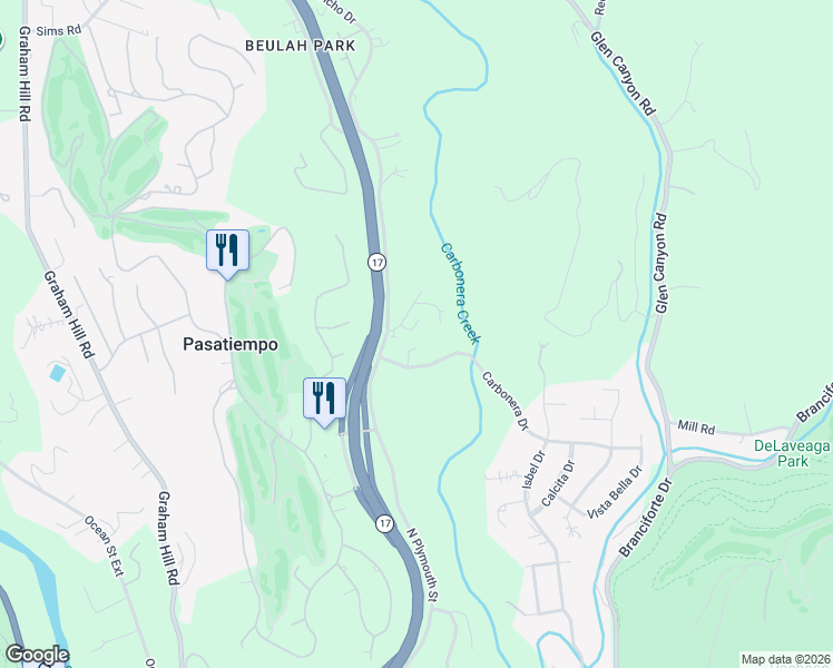 map of restaurants, bars, coffee shops, grocery stores, and more near 111 Misty Court in Santa Cruz