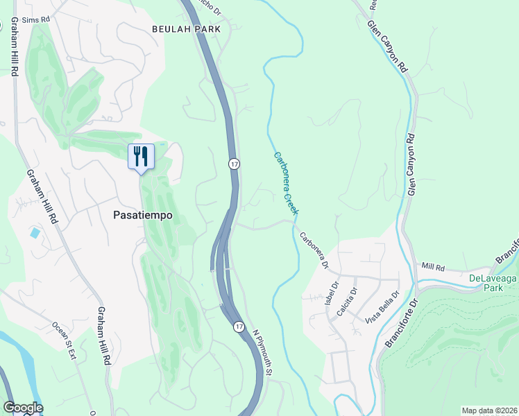 map of restaurants, bars, coffee shops, grocery stores, and more near 111 Misty Court in Santa Cruz