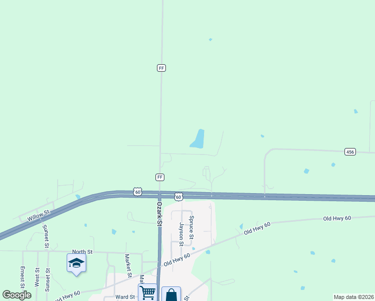 map of restaurants, bars, coffee shops, grocery stores, and more near 9074 Charles Drive in Birch Tree