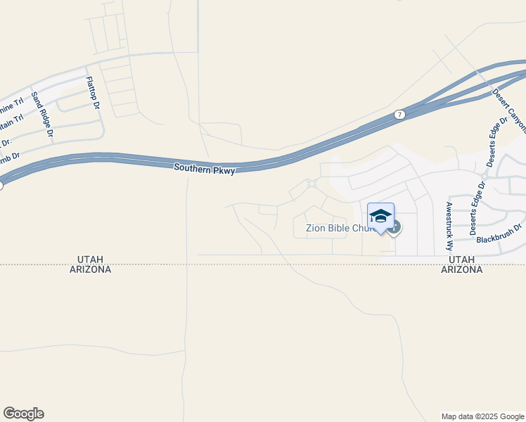 map of restaurants, bars, coffee shops, grocery stores, and more near Desert Crest Drive in St. George