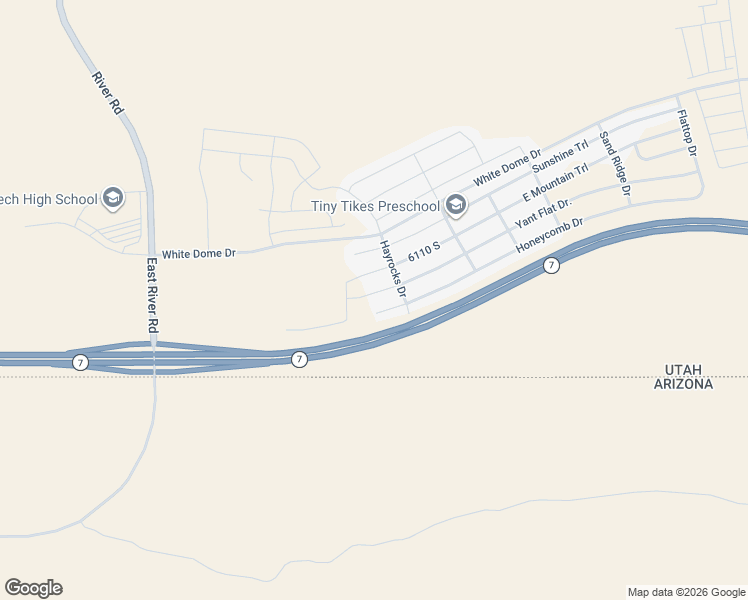 map of restaurants, bars, coffee shops, grocery stores, and more near 2036 East Yant Flat Drive in St. George