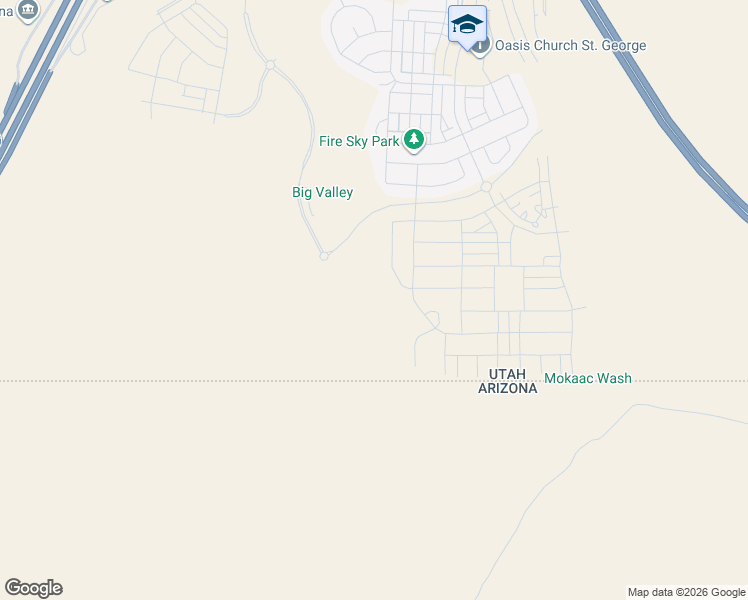 map of restaurants, bars, coffee shops, grocery stores, and more near Southern Parkway in St. George