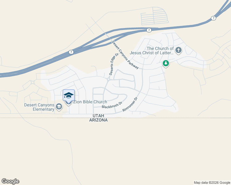 map of restaurants, bars, coffee shops, grocery stores, and more near 3461 Barrel Roll Drive in St. George