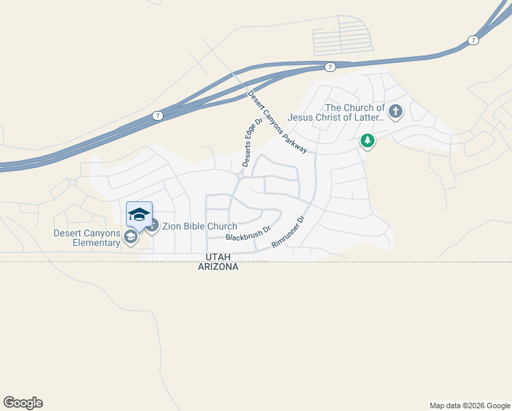 map of restaurants, bars, coffee shops, grocery stores, and more near 3461 Barrel Roll Drive in St. George