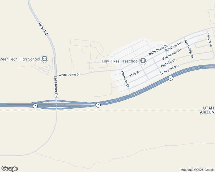 map of restaurants, bars, coffee shops, grocery stores, and more near 6181 South White Bee Circle in St. George