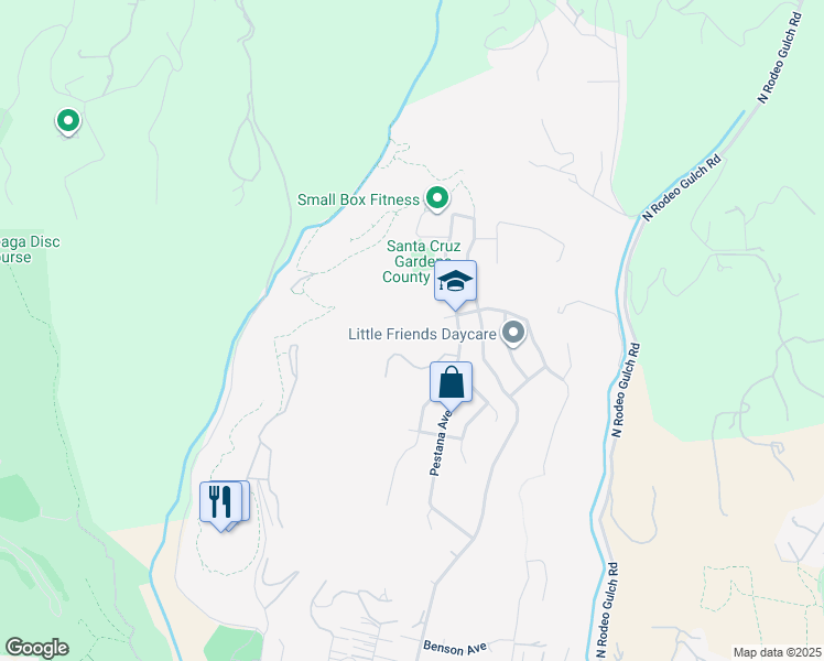 map of restaurants, bars, coffee shops, grocery stores, and more near 8005 Winkle Avenue in Santa Cruz