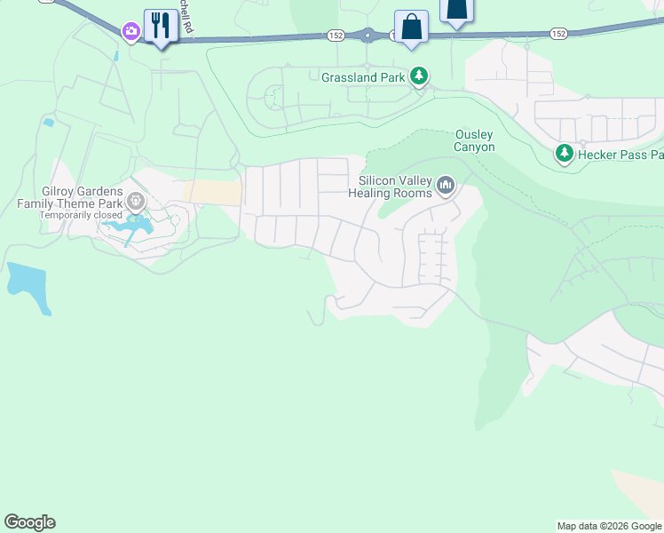 map of restaurants, bars, coffee shops, grocery stores, and more near 2810 Berwick Avenue in Gilroy
