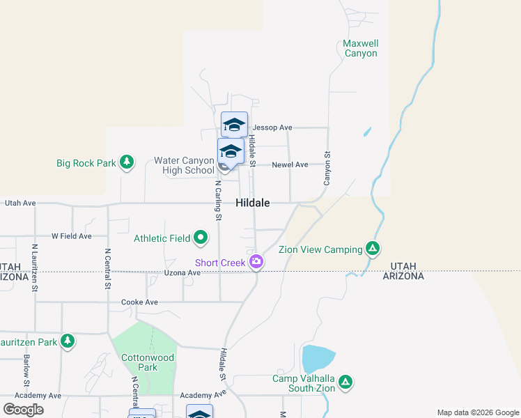map of restaurants, bars, coffee shops, grocery stores, and more near 780 Hildale Street in Hildale