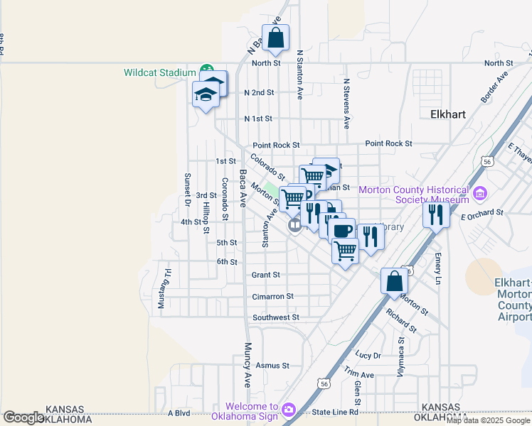 map of restaurants, bars, coffee shops, grocery stores, and more near 417 Stanton Avenue in Elkhart